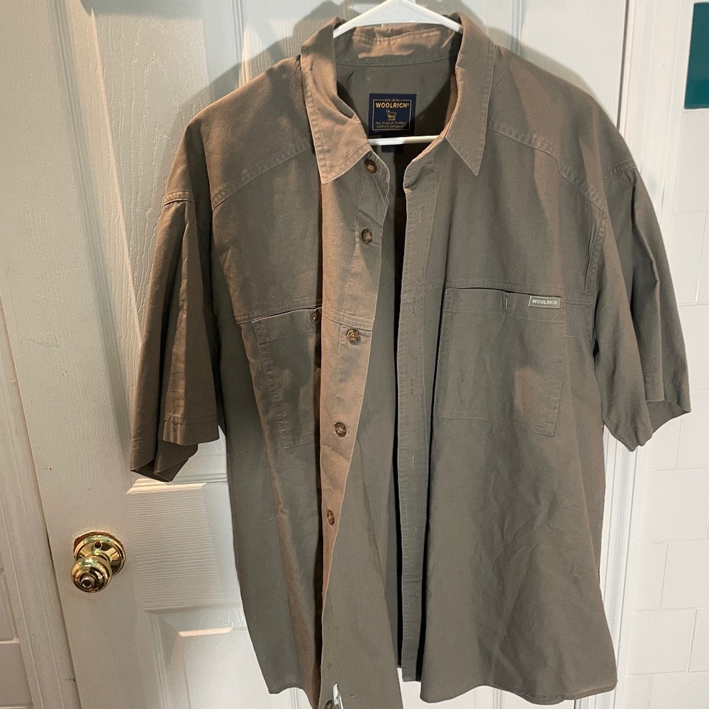 Vintage Woolrich Button Down Shirt LT Mushroom XL 100% Cotton